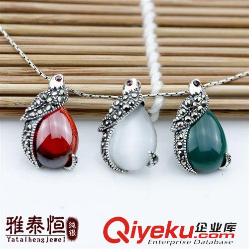 寶石系列 S925純銀飾品 復古泰銀石榴石吊墜 精致小腳丫女生項墜 廠家批發
