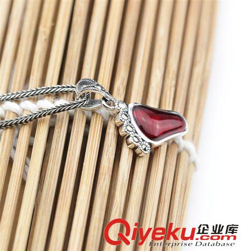 寶石系列 S925純銀飾品 復古泰銀石榴石吊墜 精致小腳丫女生項墜 廠家批發原始圖片3