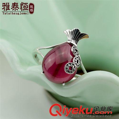寶石系列 S925純銀飾品 復(fù)古泰銀石榴石紅剛玉藍(lán)玻戒指 qcjb錢袋指環(huán)