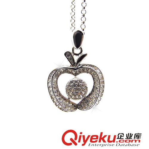 1月新款推薦 精品女式吊墜批發 蘋果造型鑲鋯石水晶925純銀吊墜 時尚百搭吊墜