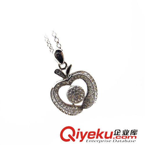 1月新款推薦 精品女式吊墜批發 蘋果造型鑲鋯石水晶925純銀吊墜 時尚百搭吊墜原始圖片3