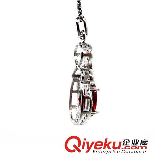 925純銀吊墜 {zx1}流行女式吊墜 時尚韓版鑲石榴紅925純銀吊墜精致純銀吊墜批發
