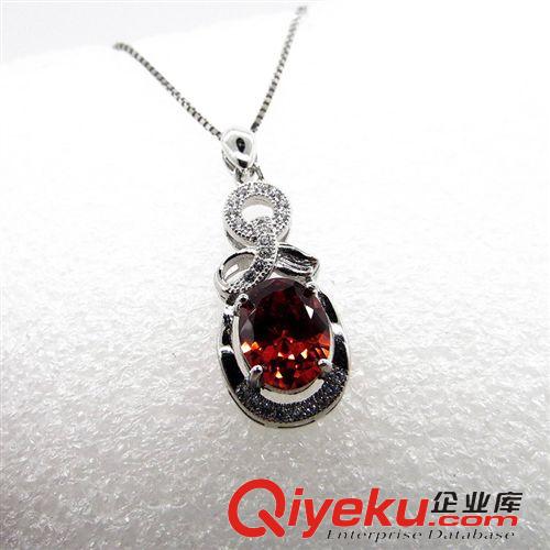 925純銀吊墜 {zx1}流行女式吊墜 時尚韓版鑲石榴紅925純銀吊墜精致純銀吊墜批發