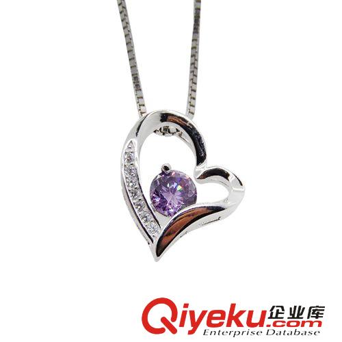 925純銀吊墜 精品女式吊墜批發 心形鑲鋯石水晶925純銀吊墜時尚百搭女式吊墜