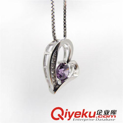 925純銀吊墜 精品女式吊墜批發 心形鑲鋯石水晶925純銀吊墜時尚百搭女式吊墜原始圖片2