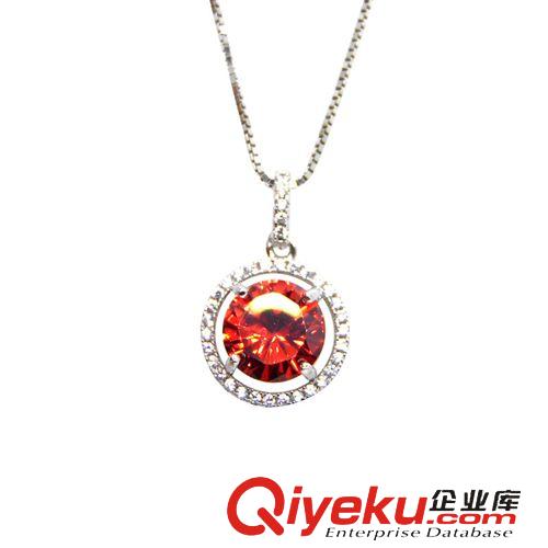 925純銀吊墜 925純銀銀鍍鉑金吊墜 純手工鑲嵌石榴紅女式項鏈吊墜精品吊墜批發