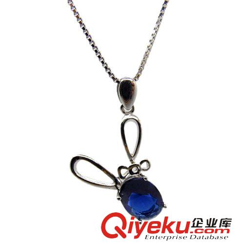 925純銀吊墜 熱賣款925純銀吊墜 鑲鋯石藍水晶吊墜女 鍍白金女士 吊墜批發