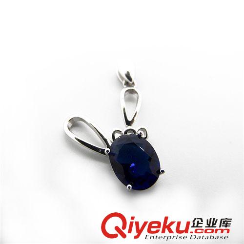 925純銀吊墜 熱賣款925純銀吊墜 鑲鋯石藍水晶吊墜女 鍍白金女士 吊墜批發