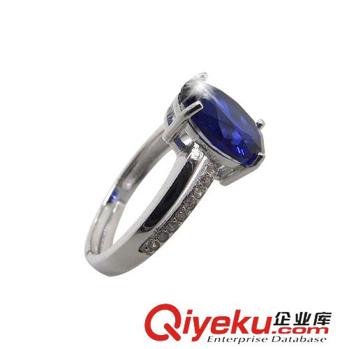 戒指 純銀戒指 時尚鍍鉑金紫晶鋯石925寶石戒指 女式新款純銀飾品批發