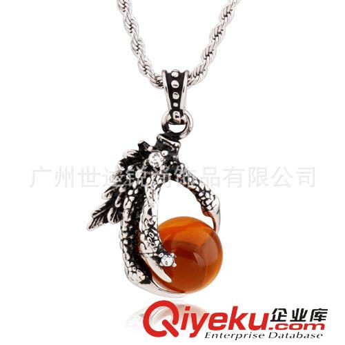 女士316精鋼飾品 供應(yīng)復(fù)古龍爪鈦鋼鑲石項(xiàng)鏈吊墜 時(shí)尚中國(guó)風(fēng)配飾 三色可混批出售