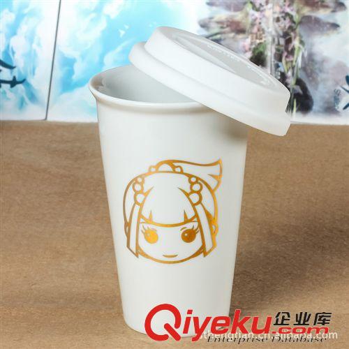 X-俠嵐 俠嵐 卡通動(dòng)漫周邊杯子 熾天殿 辰月 Q版隔熱陶瓷杯 黑白兩款水杯原始圖片2