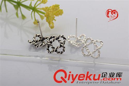 耳釘 純銀zp{dj2}生產(chǎn)銀飾時尚個性扭繩泰銀耳釘S925純銀 銀飾品批發(fā)