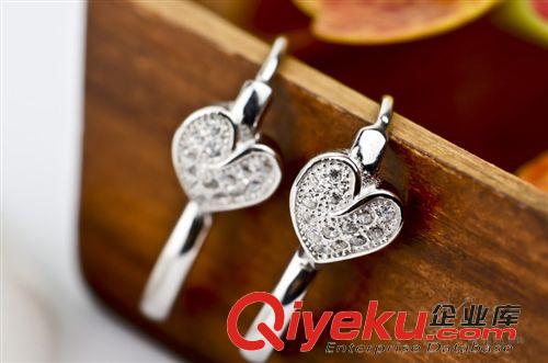 925純銀耳環(huán) 雅菲妮S925純銀心形微鑲滿鉆小耳環(huán) 韓版時尚潮流純銀飾品原始圖片3