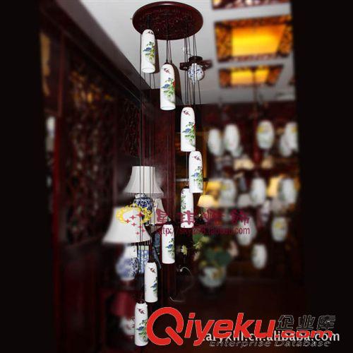 吊燈 新款陶瓷燈中式古典木藝雕花吊燈過道燈復式樓梯燈0249