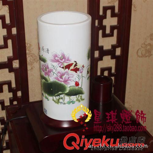 普通照明臺燈 古典陶瓷臺燈具 中式木藝燈床頭臺燈客廳燈 臥室燈書房燈飾8103原始圖片3