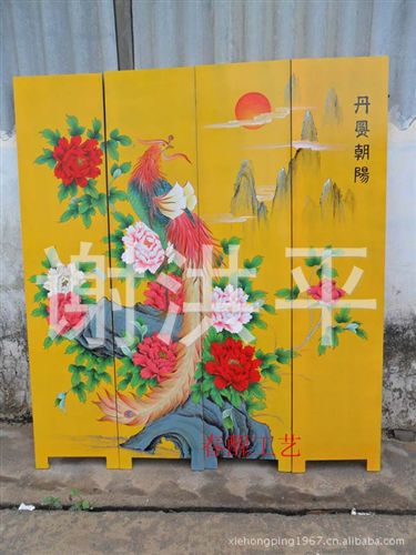 屏風(fēng) 家裝廠家直銷手繪立體漆畫松鶴延年 大型工程畫定制 訂購