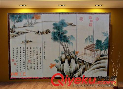 屏风 工艺品厂家直销玄关画 酒店画 古典山水玄关中式仿古漆画 订购