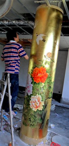 酒店大型装修工程画 工艺品厂家承接各类彩绘 酒店会所装饰工程 手工漆画艺术加工