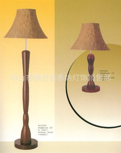 東南亞酒店工程燈 豎紋收腰實木酒店客房裝飾落地燈 宮庭布藝燈罩別墅會所家居臺燈原始圖片3
