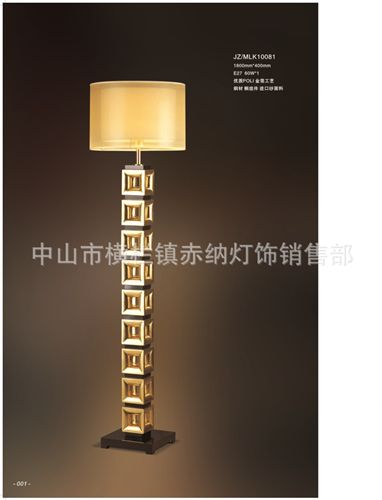 訂做落地燈 歐式簡約奢華小方塊裝飾桌燈 米黃色進口紗布雙層燈罩客廳書房燈原始圖片2