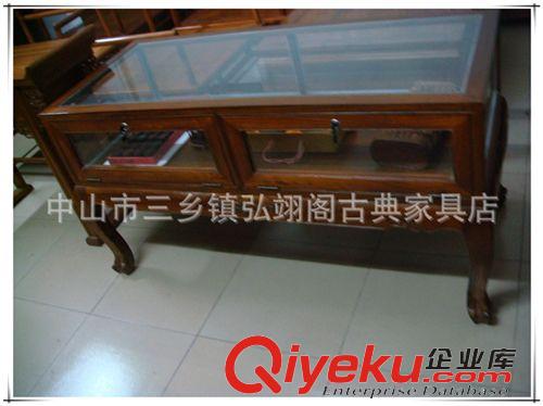實木柜 廠家批發古典紅木家具 榆木玻璃展示柜 G-92原始圖片2