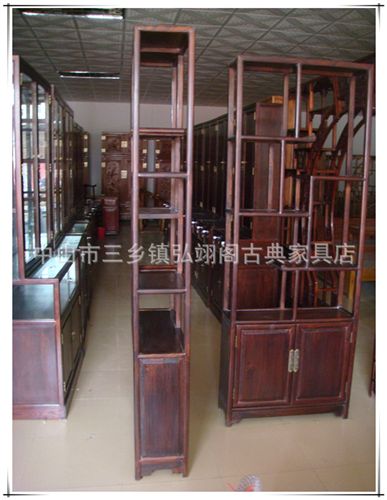 博古架 廠家批發(fā)古典紅木家具 榆木仿紅木色 博古架 J-57原始圖片3