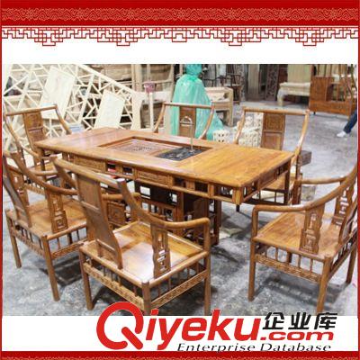 實(shí)木桌 tj實(shí)木餐桌 中式明式仿古紅木家具 非洲黃花梨木 餐桌凳組合74