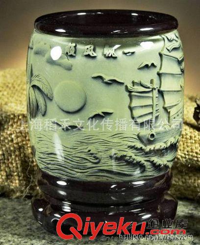 瓦當筆筒 批發(fā)筆筒 大展宏圖 辦公筆筒 商務(wù)禮品 青花筆筒 禮品定制原始圖片3