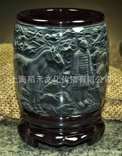 瓦當筆筒 批發(fā)筆筒 大展宏圖 辦公筆筒 商務(wù)禮品 青花筆筒 禮品定制