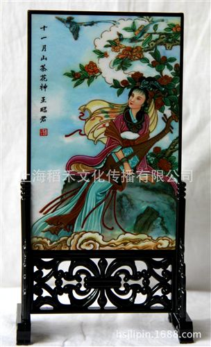 金屬工藝品 漆器小臺屏 十一月花神 外事禮品 送禮佳品  中國風(fēng) 仿古小屏風(fēng)