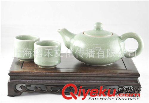 汝瓷茶具|擺件 供應(yīng)汝窯天青茶具 汝窯擺件 一壺兩杯竹簡  特色商務(wù)禮品