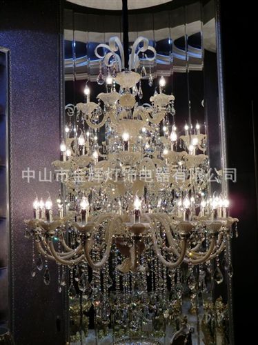 酒店水晶燈 【水晶燈】批發D100H860玻璃彎管水晶吊燈原始圖片3