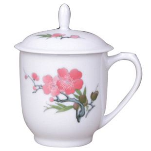 中華瓷器 毛瓷主席杯帶蓋 月季花 杯子 陶瓷杯 釉下彩 zp醴陵產