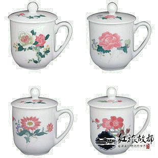 中華瓷器 毛瓷 四季花卉 蓋杯 朋友結(jié)婚禮物實用 mzx四件套裝 gd禮品