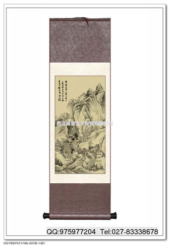中國風皮雕畫 唐伯虎系列歐卡畫皮雕畫/中國經典繪畫工藝畫卷軸畫 廠家定制原始圖片2