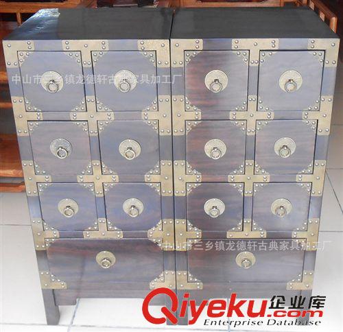 柜箱類 廠家直銷龍德軒仿古實(shí)木家具包銅七抽儲物柜香樟木家具收納柜原始圖片2