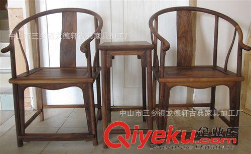 凳椅類 廠家直銷 免漆胡桃木家具實(shí)木圈椅三件套批發(fā) 龍德軒仿古實(shí)木家具原始圖片3