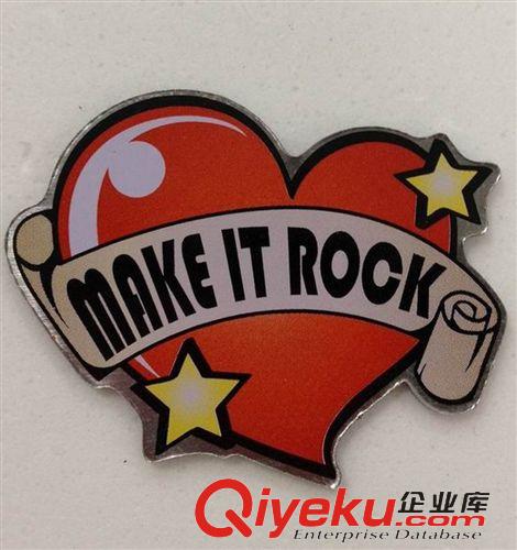 暢銷產(chǎn)品 Make it rock 心形印刷滴膠徽章 專業(yè)定做 你值得信賴