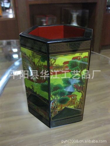 漆器筆筒 節日慶典商務znq禮品漆器 旋轉 筆筒 花鳥語花香（可定制）