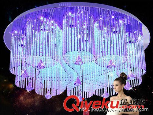 平板低壓燈 歐式水晶吸頂燈 圓形客廳燈led吸頂燈鋁管創(chuàng)意餐廳臥室燈具配遙控
