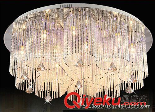 平板低壓燈 歐式水晶吸頂燈 圓形客廳燈led吸頂燈鋁管創(chuàng)意餐廳臥室燈具配遙控原始圖片2