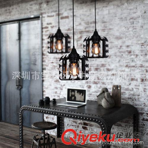 美式鄉村燈 咖啡廳創意小黑裙吊燈白色宜家簡約復古美式餐廳單頭鍋蓋燈