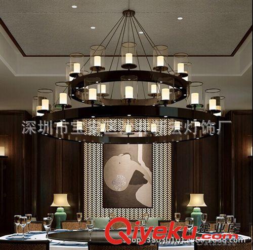 美式鄉村燈 中式客廳 酒店大堂木藝吸頂燈 古典創意個性吧臺實木LED吊燈