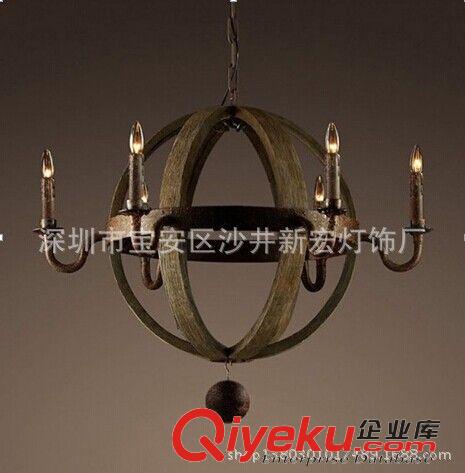 美式鄉(xiāng)村燈 北歐美式鄉(xiāng)村木藝吊燈工業(yè)風(fēng)復(fù)古餐廳吧臺(tái)別墅宜家客廳實(shí)木頭吊燈
