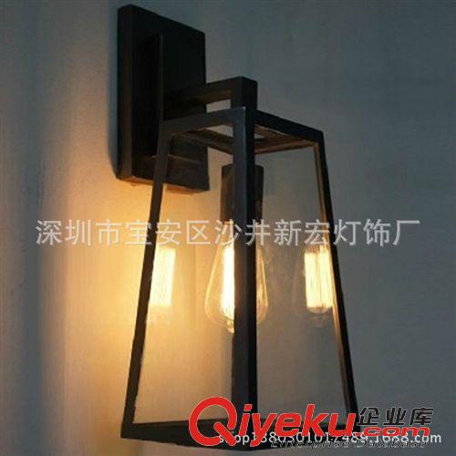 壁燈 Loft 北歐美式陽臺創意工業復古壁燈工業風 愛迪生玻璃箱壁燈原始圖片2