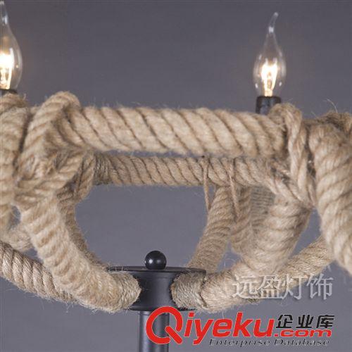 落地?zé)?工業(yè)復(fù)古手工編織麻繩落地?zé)?亞麻布鐵藝落地?zé)襞P室燈原始圖片3