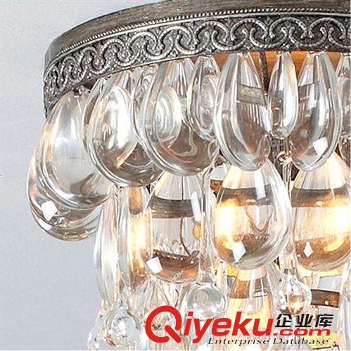復(fù)古風(fēng)區(qū) 美式奢華水晶水滴吸頂燈 簡約現(xiàn)代陽臺臥室過道吸頂燈原始圖片2