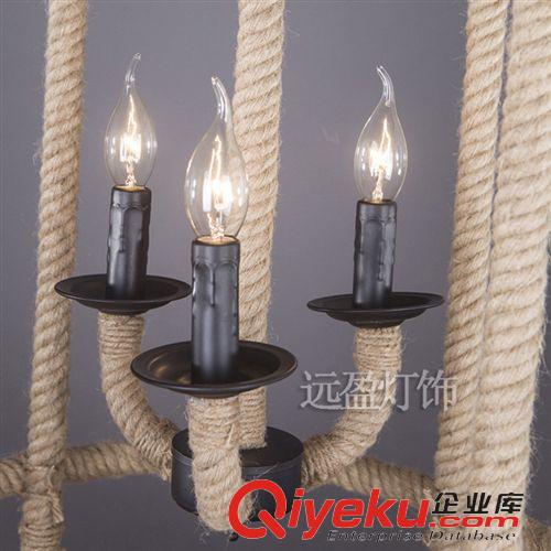 工業(yè)風(fēng)區(qū) 美式燈具LOFT歐式復(fù)古創(chuàng)意個(gè)性簡(jiǎn)約工業(yè)餐廳吧臺(tái)咖啡館麻繩吊燈原始圖片3