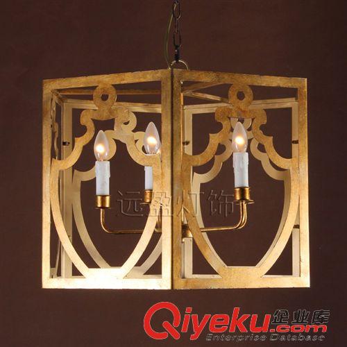 簡約鄉(xiāng)村風(fēng)區(qū) 美式創(chuàng)意金色做舊復(fù)古鐵藝 工程酒吧工業(yè)風(fēng) 北歐臥室客廳餐廳吊燈原始圖片2