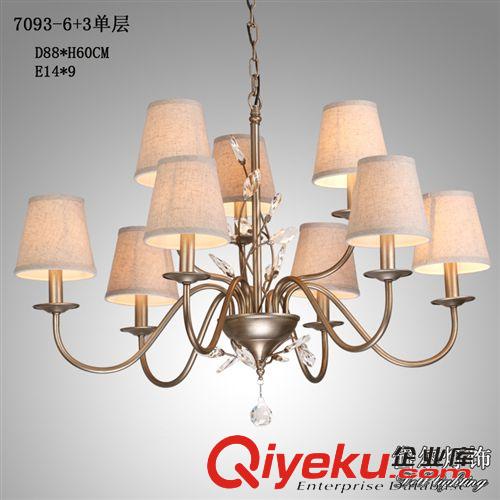 吊燈 美式餐廳吊燈鐵藝燈新古典燈具透明玻璃蠶絲燈泡{zx1}款7110-3I